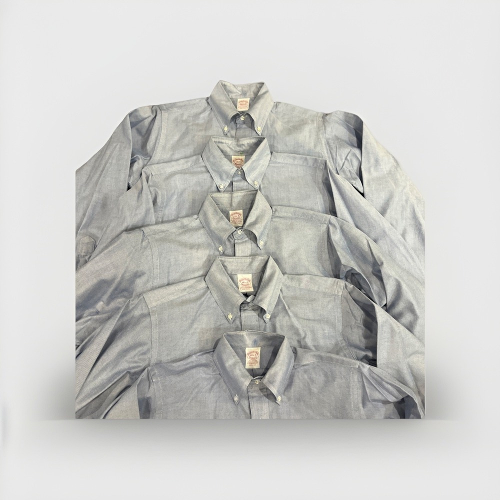 Vintage 1980'S Brooks Brothers Makers 14.5 34 OCBD Blue Solid USA Button Down